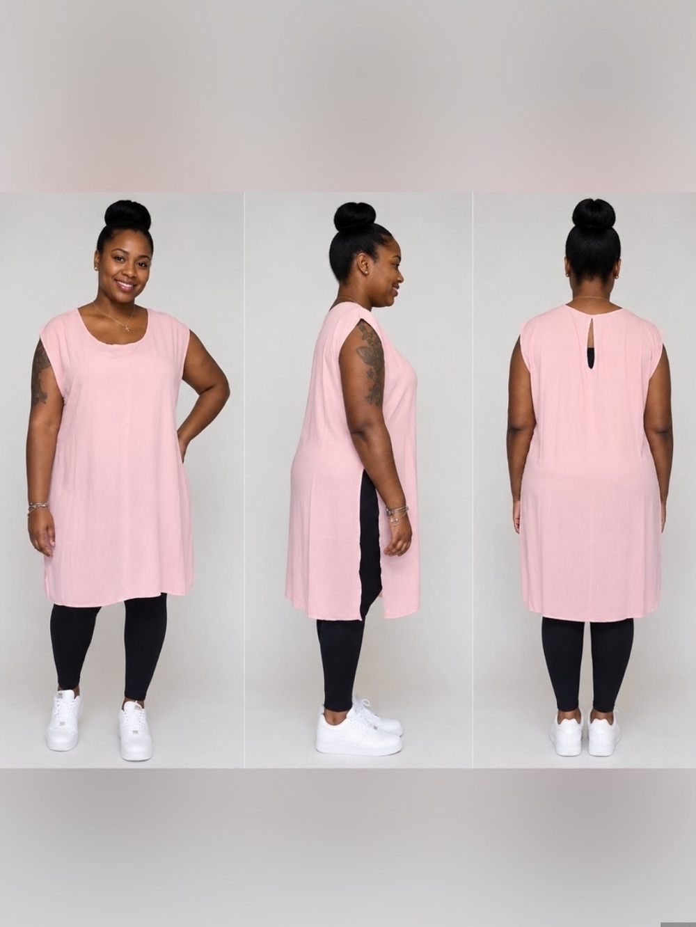 CLEO SLEEVELESS SIDE SPLIT CHIFFON TUNIC - PINK SIZE 3X (NEW WITH TAGS) A19